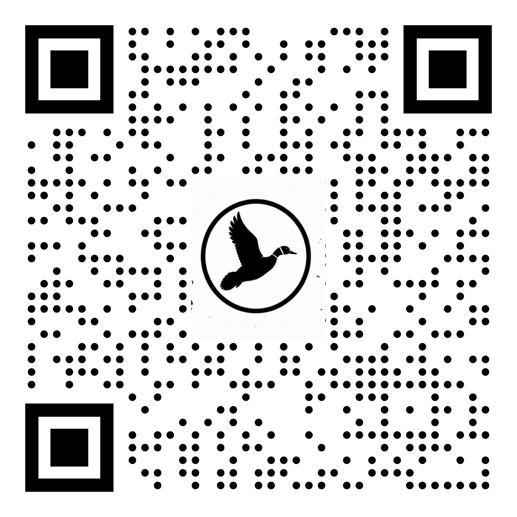 QR code featuring duck silhouette logo